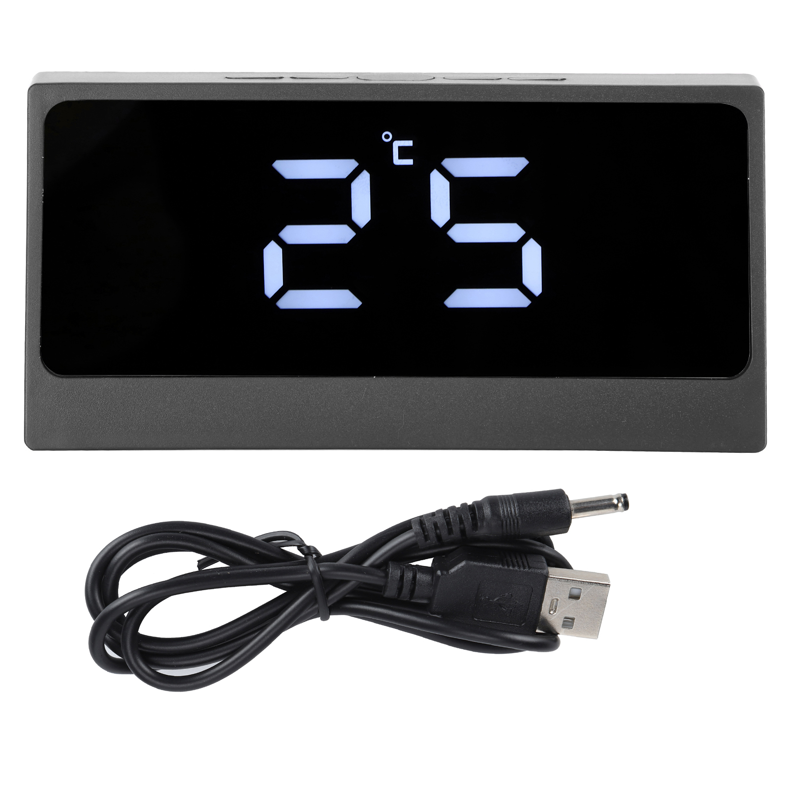 Leiser Digitaler Led-wecker Mit Temperatur- Und Datumsanzeige, Großes Helles Display Für Schreibtisch Oder Schminktisch (schwarz)