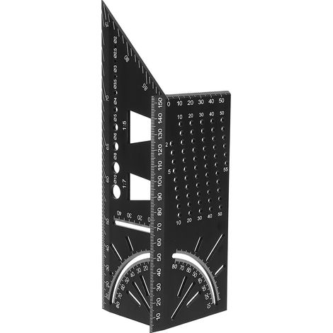 Multifunktionslineal Aus Aluminiumlegierung (45°/90°) Für Holzbearbeitung Und Heimwerkerprojekte – Präzises Messwerkzeug Für Schreiner (schwarz)