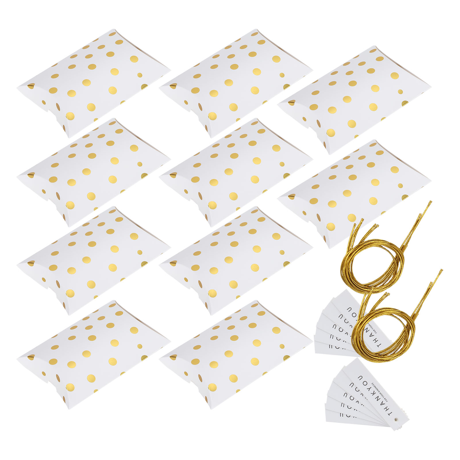 Goldene Geschenkbox Mit Weißen Punkten Für Süßigkeiten, Hochzeiten, Geburtstage Und Partys – 10er-packung