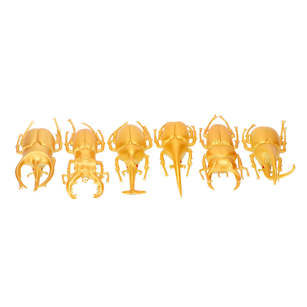6-teiliges Skarabäus-insektenmodell, Halloween-simulation, Gruseliges Accessoire, Ungiftiges Pvc-spielzeug (gold)