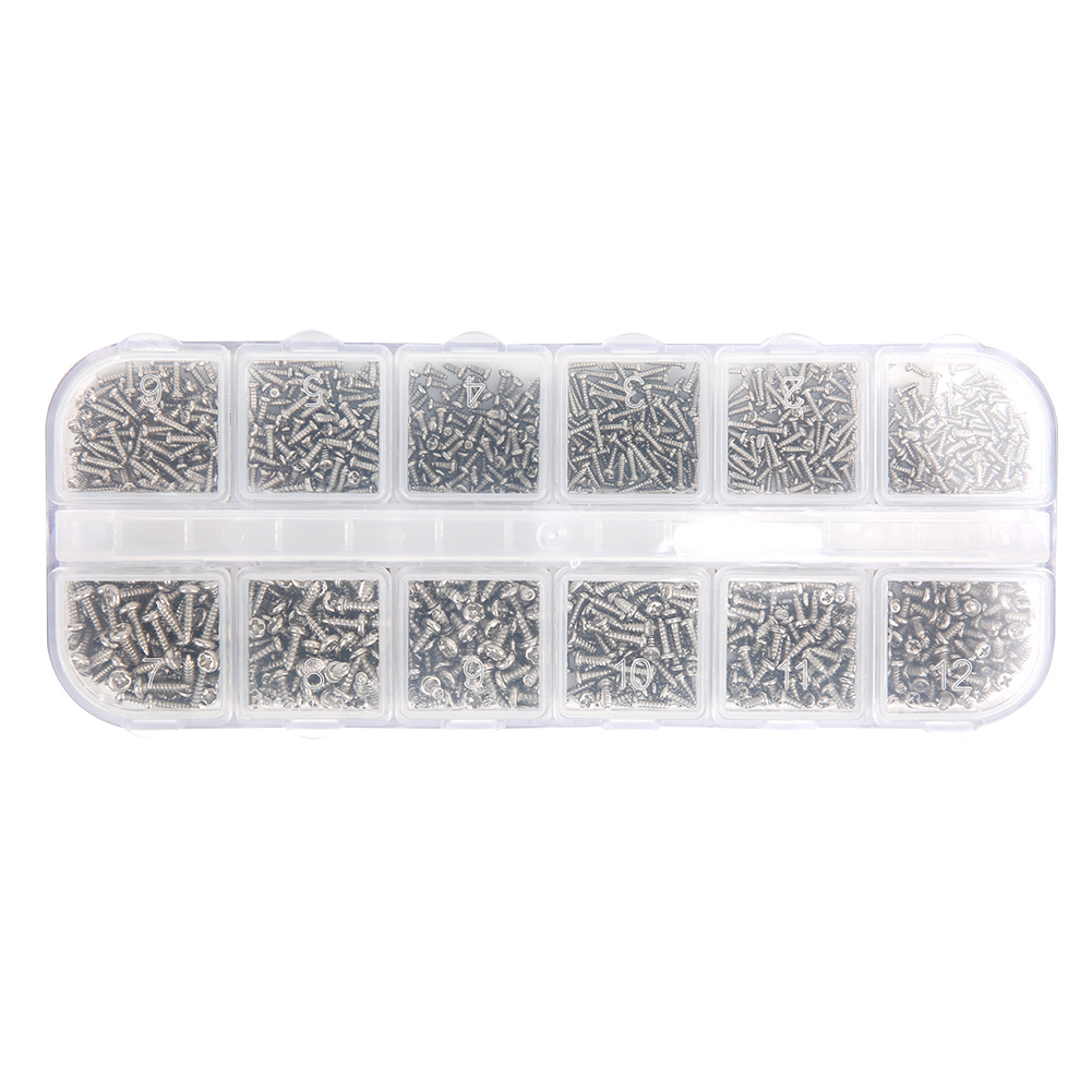 1200 Selbstschneidende Schrauben Mit Rundem Kreuzkopf Aus Silber- Und Schwarzfarbenem Kohlenstoffstahl, Größen M1 Bis M1,7 (packung Mit 1200 Stück, Typ A)