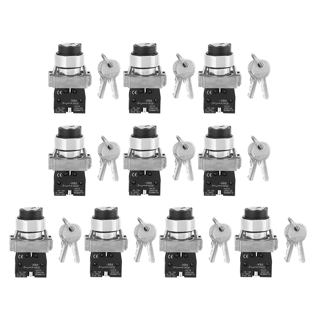 10 Sets Berm Selbstverriegelnder, Normalerweise Offener Schlüsselschalter, Zubehör Bem-xb2-10y/21 240v