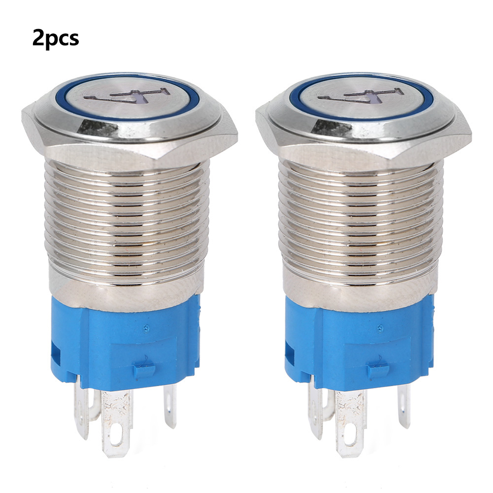 Stück 5-polige 16-mm-metall-drucktaster Mit Blauer Led, Selbstrückstellend, 4220 V Ac