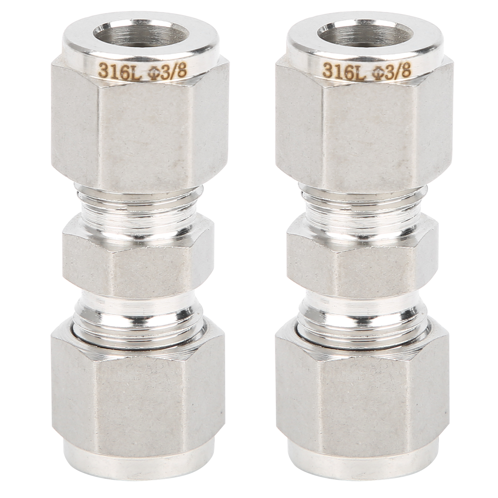 Stück 316 Edelstahl-klemmringverschraubung, Gerader Doppelring Für Rohr (3/8" Durchmesser)