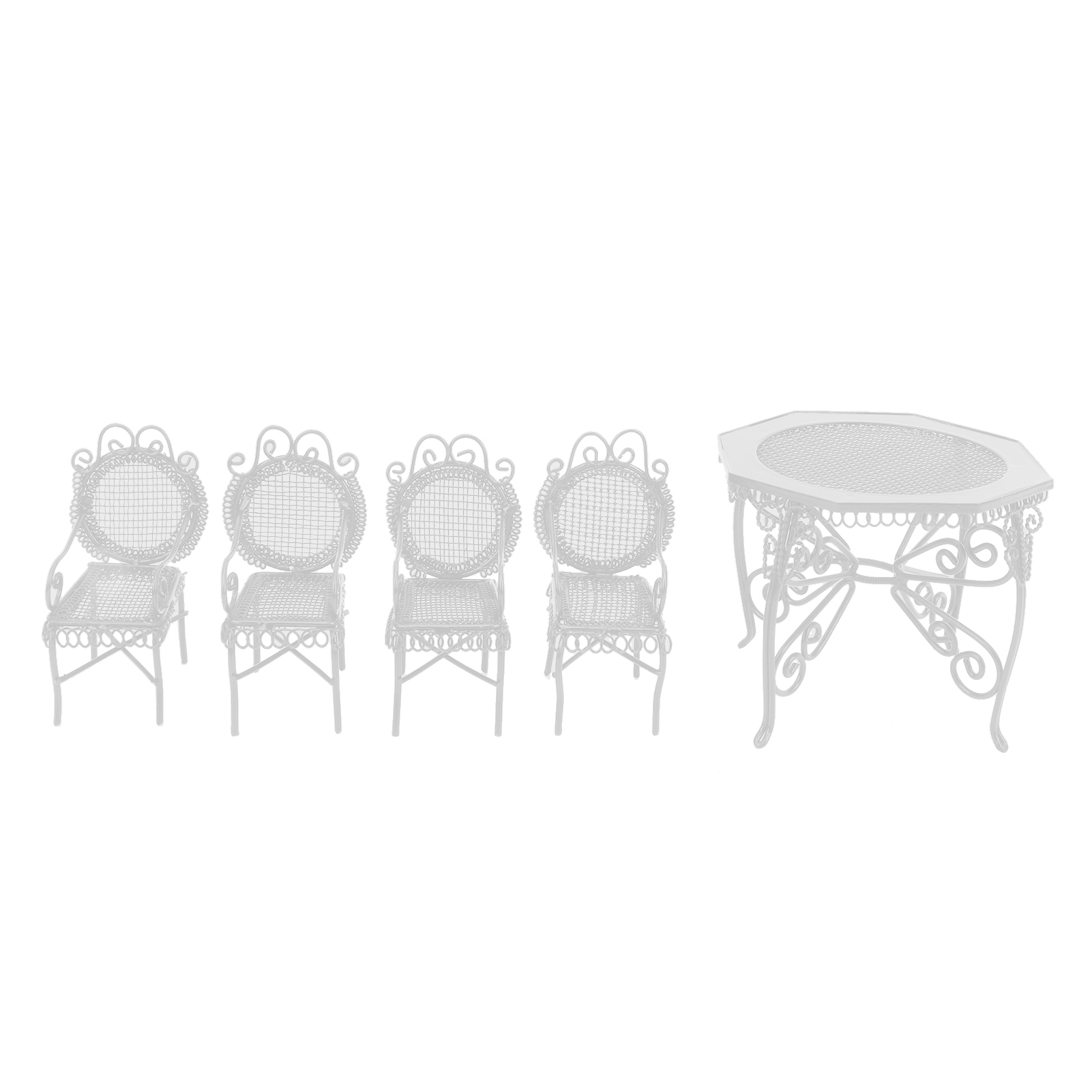 5-teiliges Mini-gartenmöbelset Für Puppenhäuser, Dekorativer Miniaturtisch Und Stühle Für Den Außenbereich