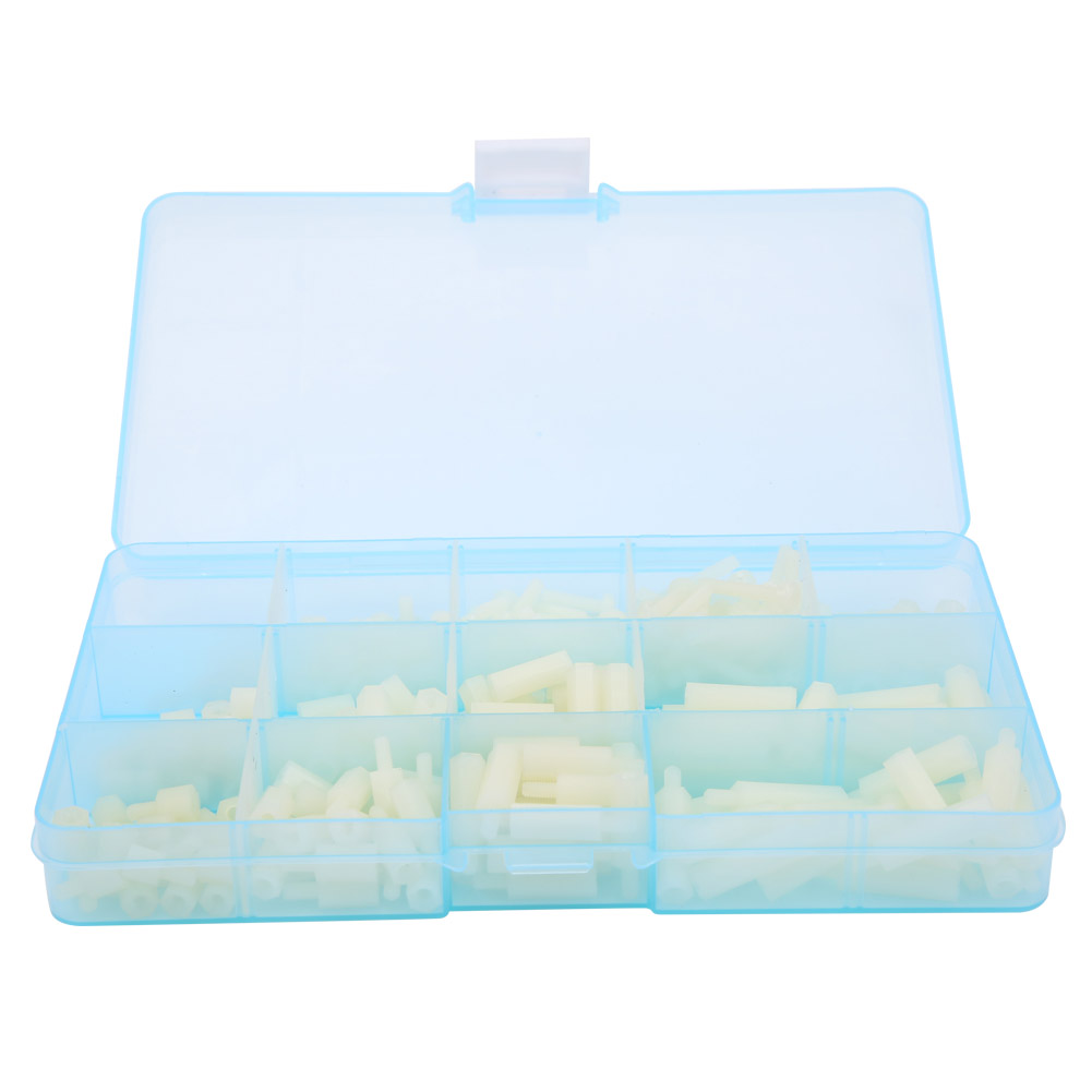 310-teiliges M3-nylon-schraubenset: Schrauben, Muttern, Unterlegscheiben, Distanzstücke (weiß)