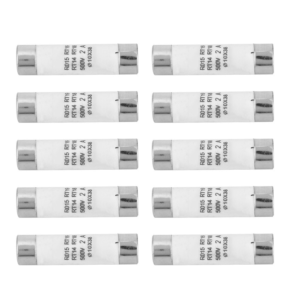 10 Stück Zylindrische Sicherungen Mit Hoher Abschaltleistung, 10 X 38 Mm, 380–500 V Wechselstrom, 2 A, Mit Kontrollleuchte