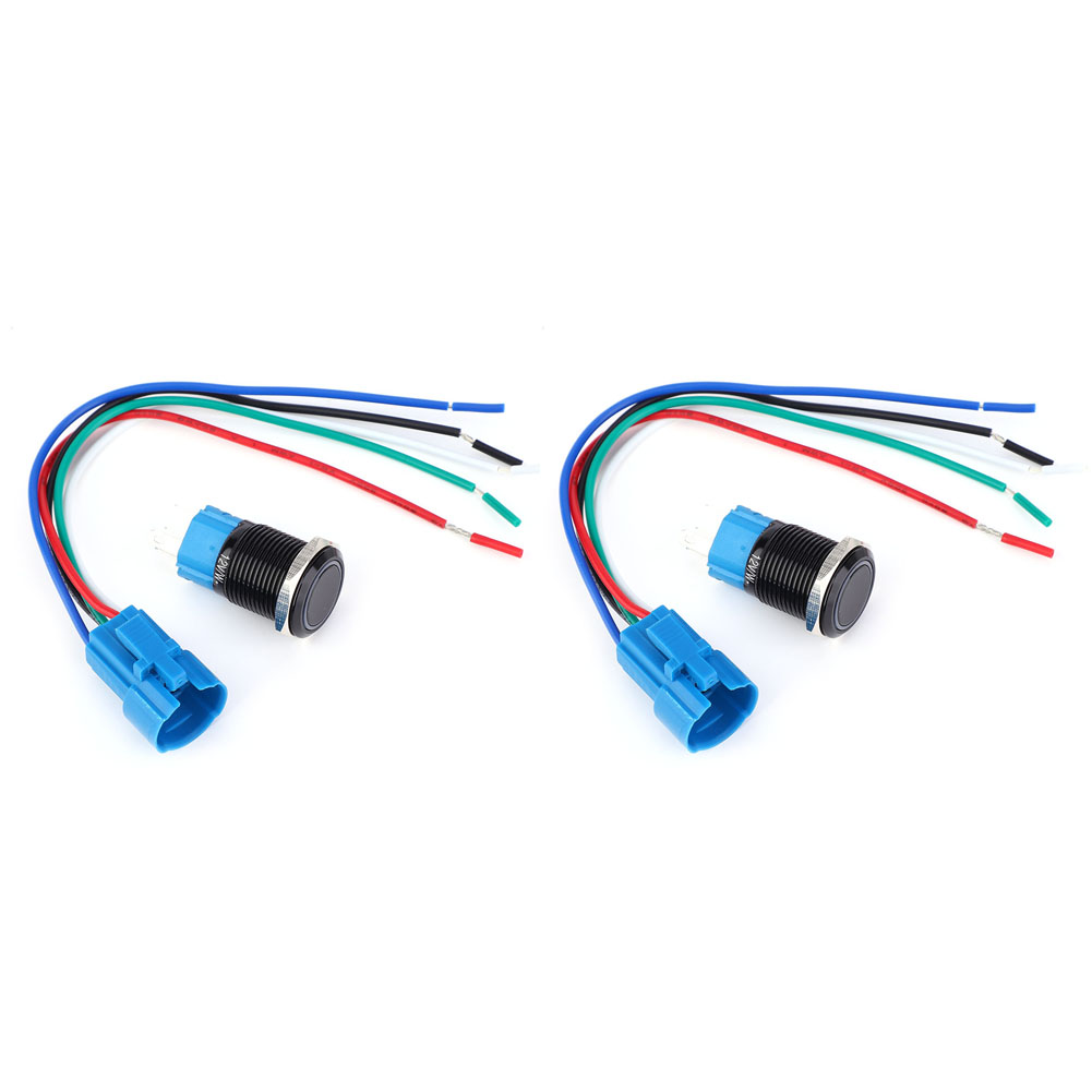 Sätze Selbstrückstellender 5-poliger Metall-drucktaster 1no1nc 12v Dc 16mm Mit Kontrollleuchte (weiß)