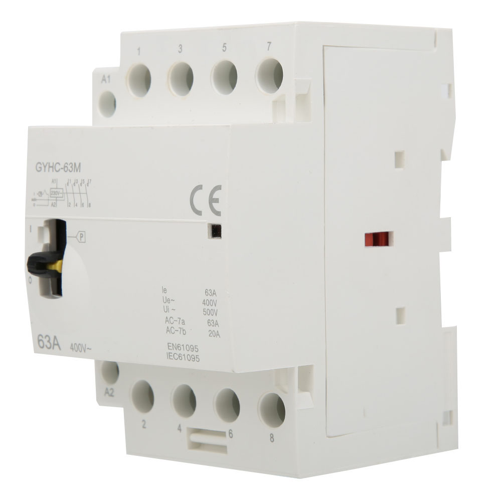 4p 63a 230v Ac-schütz Mit 4ö-handschalter Für Din-schienenmontage Im Haushaltsbereich