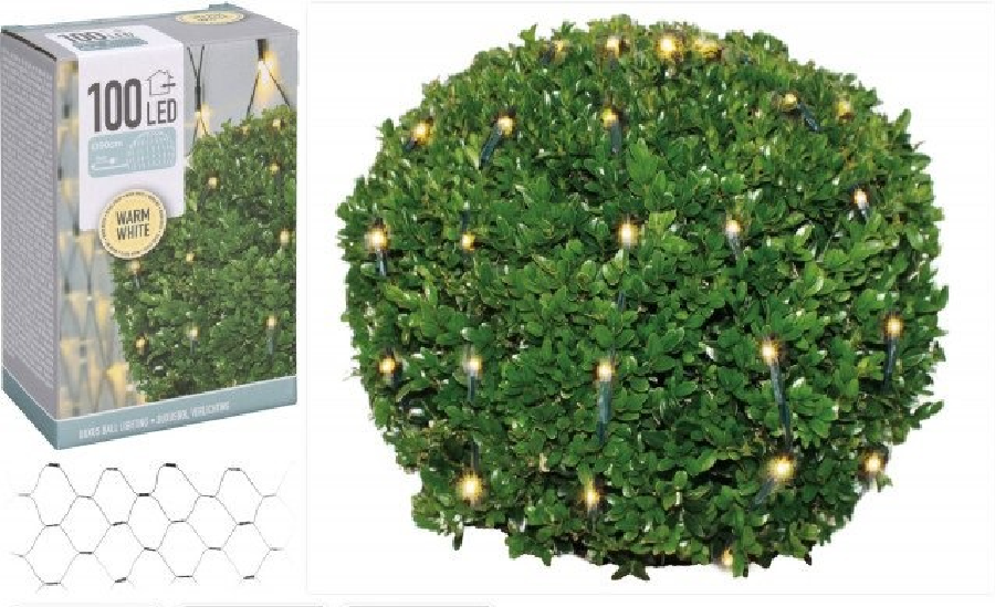 Multistore 2002 - Lichterkette Lichternetz 100 Led Warmweiß Für Buxbaumbeleuchtung In Kugelform