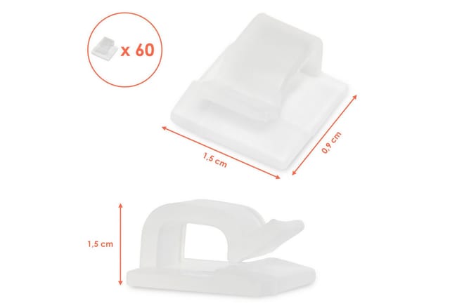 Spetebo Dekohaken Mini Klebehaken Kabel Clips für Lichterketten, Passend für alle glatten Oberflächen, (Packung mit, 60-St., im Set), inklusive Klebepads