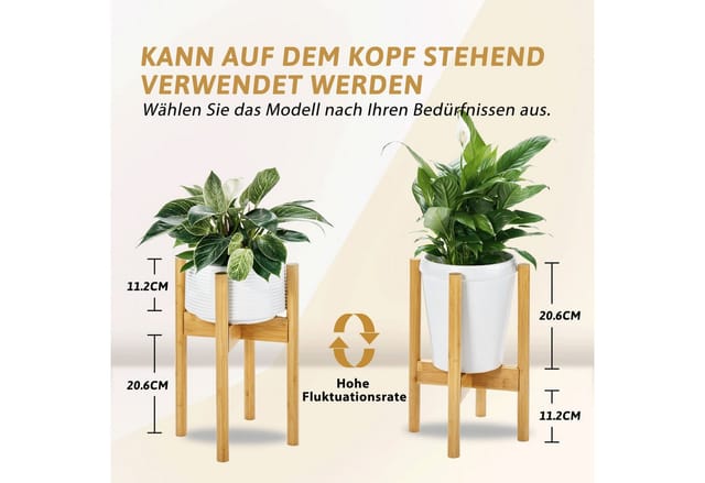 Bamworld Blumenständer Blumenhocker, Pflanzenhocker, Höhenverstellbar & Kippsicher (1 St), für verschiedene Blumentöpfe, höhe 37 cm