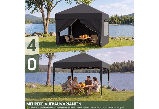 HOMALL Faltpavillon partyzelt 3x3/3x6 m Gartenpavillon Pop Up Pavillon, mit 4 Seitenteilen, (Windfester Pavillon mit Seitenteilen und Tragetasche, für Garten Camping), Höhenverstellbar Gartenzelt mit mückennetz, UV-Schutz 50+