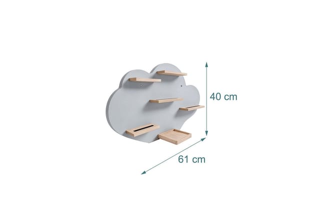relaxdays Kinderregal Toniebox Regal Wolke, grau