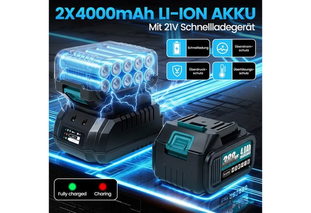 Bundviel Akku-Schlagschrauber 1000Nm 1/2" Bürstenloser Akku Schlagschrauber mit 2x 4000mAh Akku, 3600 U/min, 1000 Nm, (Set, 25-tlg., 5×Steckschlüssel, 4×Metallbohrer, 4×Holzbohrer, 4×Magnetsteckschlüssel), 5 in 1 Elektro-Schlagschrauber für Reparaturen und Heimwerken