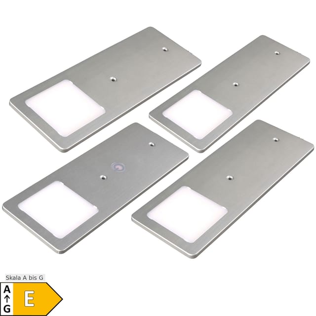 kalb LED Unterbauleuchte Silber 5W - sehr flache Küchenleuchte mit Touch-Dimmfunktion, 4er Set warmweiß, warmweiss