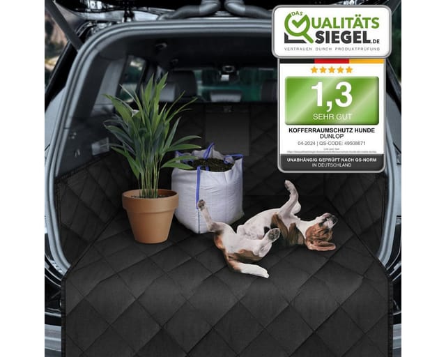Dunlop Tier-Autoschondecke wasserdichte Schutzmatte Hundematte Kofferraummatte, rutschfeste wasserdichte Kofferraumdecke + Ladekantenschutz