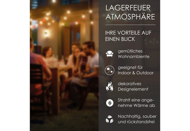 Monster24 Echtfeuer-Dekokamin Bio-Ethanol Standkamin für Indoor & Outdoor (80x26x26 cm)