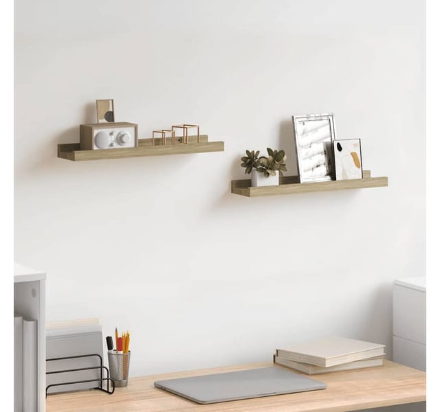 furnicato Wandregal Praktisches MDF Sonoma-Eiche 40x9x3 cm, 2er Set, 2-tlg.