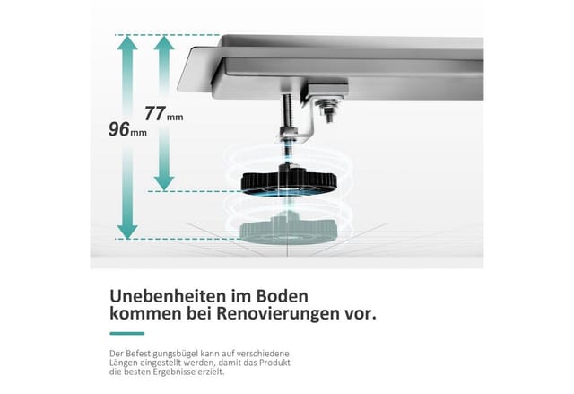 EMKE Duschrinne Befliesbare Duschrinne Edelstahl Komplettset Bodenablauf mit Siphon, Flach Duschablauf Rinne mit Geruchsstop und Haarsieb Randablauf