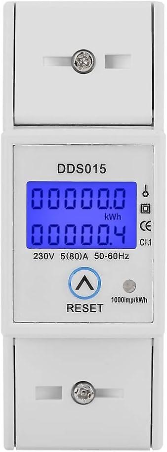 Einphasiger 230-v-energiezähler Mit Lcd-hintergrundbeleuchtung, Din-schienenmontage, Kwh-zähler, 5–80 A, 50 Hz