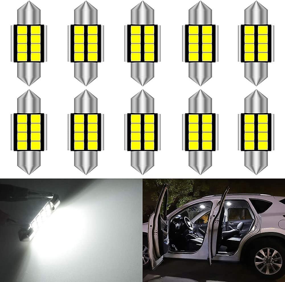 Packung Mit 10 Fehlerfreien, Weißen Canbus-led-sofalampen Für Innenbeleuchtung, Deckenleuchten, Leselampen, Türen Und Kofferraum – 31 Mm De3175 De3021 C5w
