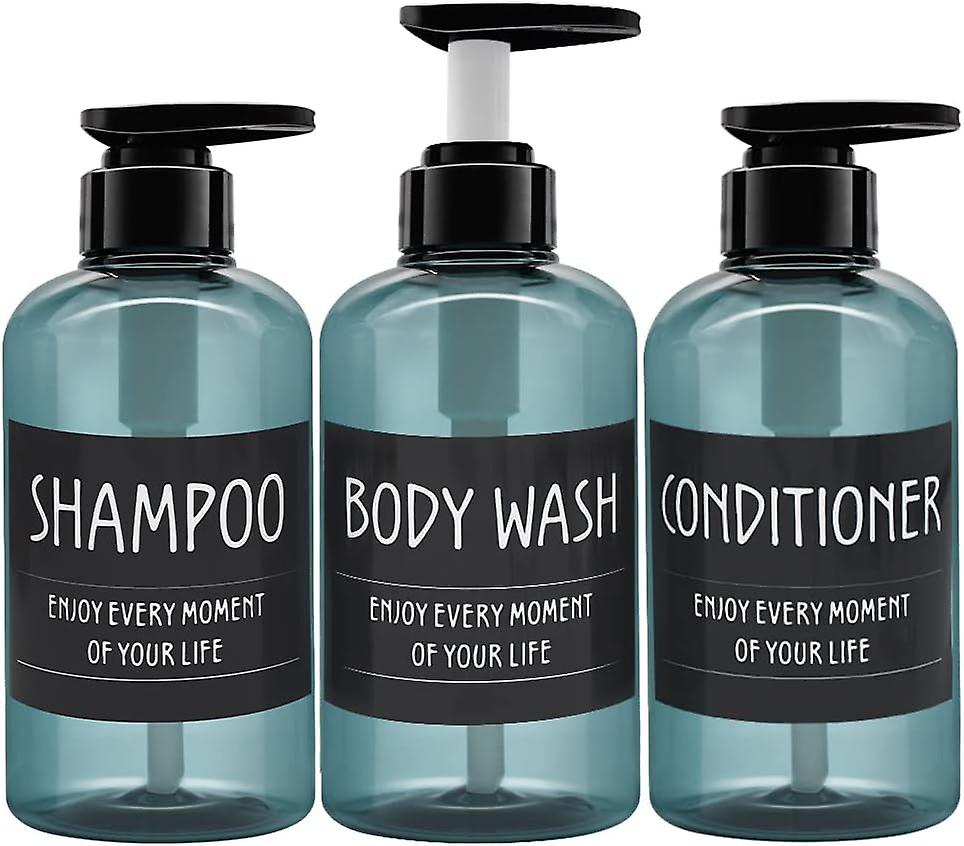 Set Mit 3 Leeren, Wiederbefüllbaren 300-ml-shampoo-spenderflaschen Aus Kunststoff Für Badezimmer, Küche Oder Hotel.