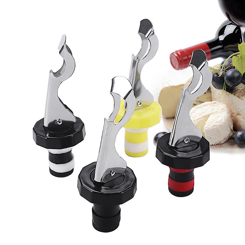 Set Mit 5 Originellen Weinflaschenverschlüssen Für Die Küche – Schwarze Und Weiße Weinverschlüsse