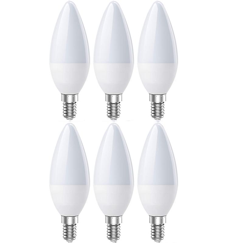 6er-pack E14 Led-lampen Mit Kerzenlichteffekt, Kaltweiß (6500 K), 5 W, 600 Lumen, Nicht Dimmbar, Entspricht Einer 60-w-halogenlampe, Abstrahlwinkel 240°