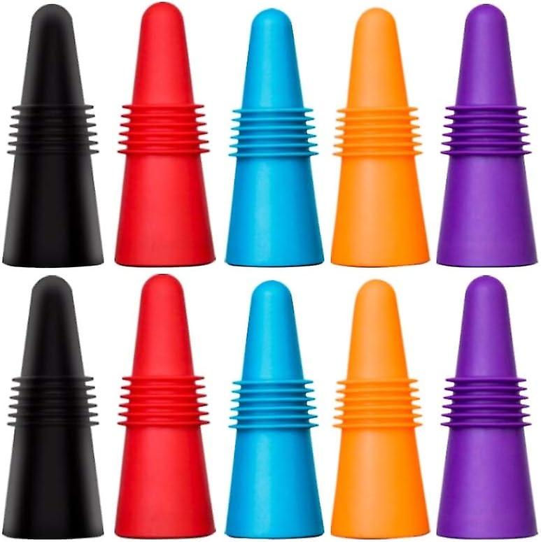 Sortiment Weinstopper – 10er-pack Wiederverwendbare Silikonstopper Mit Korkverschluss – Verschiedene Farben