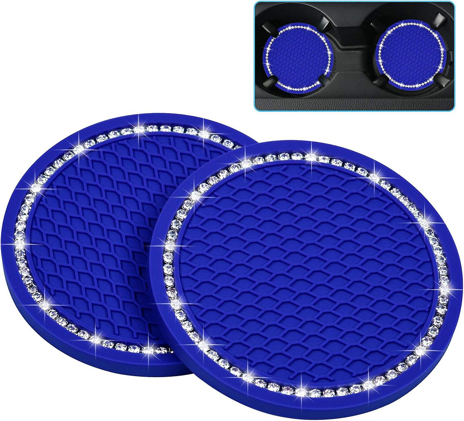Universelle Auto-getränkehalter-untersetzer, 4er-set, Pvc-autoinnenraumzubehör - Kristall-antirutschmatten Für Fahrzeug-getränkehalter (2,75 Zoll Durchmesser, Blau)