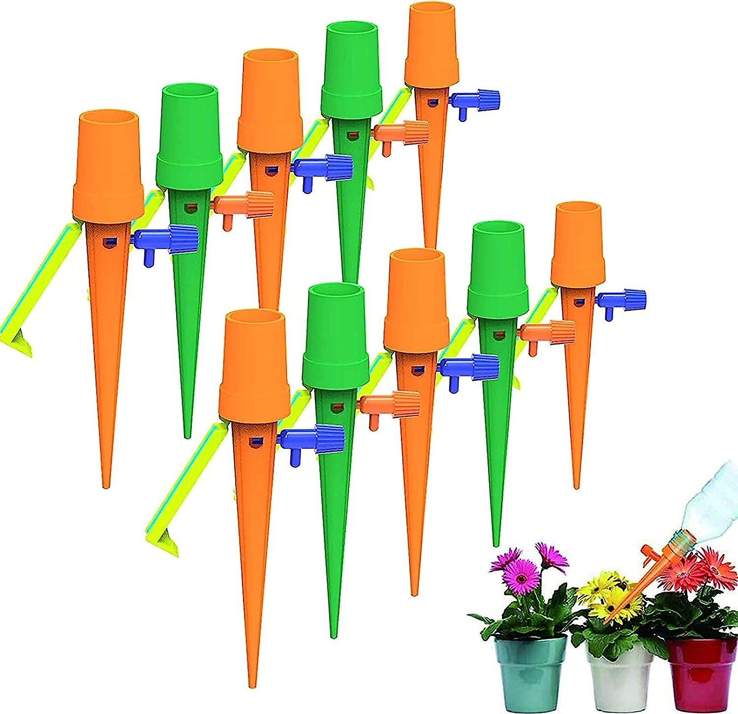 Set Mit 10 Automatischen Bewässerungsflaschen Für Die Tropfbewässerung Von Pflanzen, Mit Steuerventilen