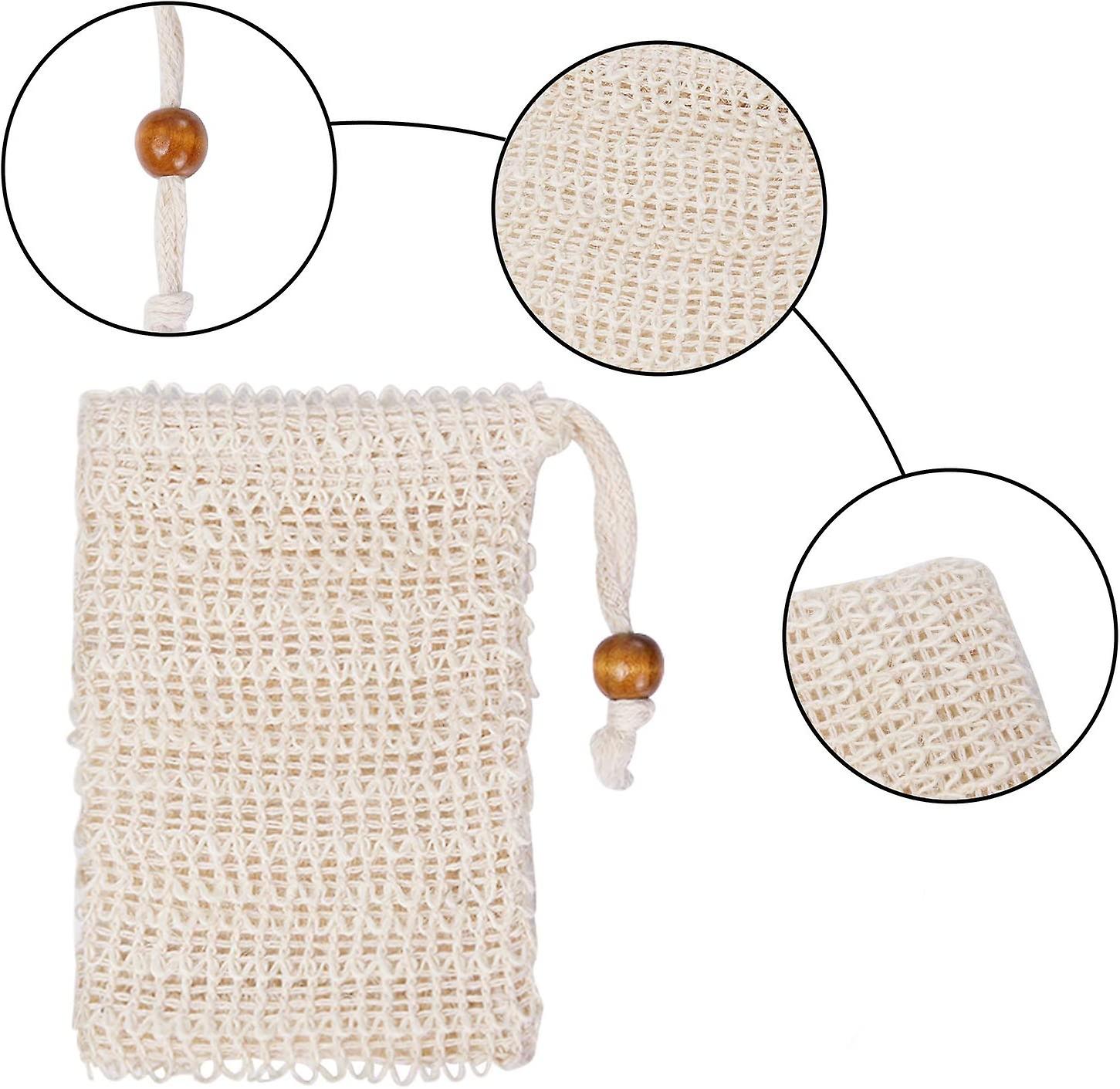 Set Mit 10 Sisal-peeling-seifenbeuteln Mit Kordelzug Für Bad Und Dusche – Natürliche Seifenbeutel Für Bad Und Waschen