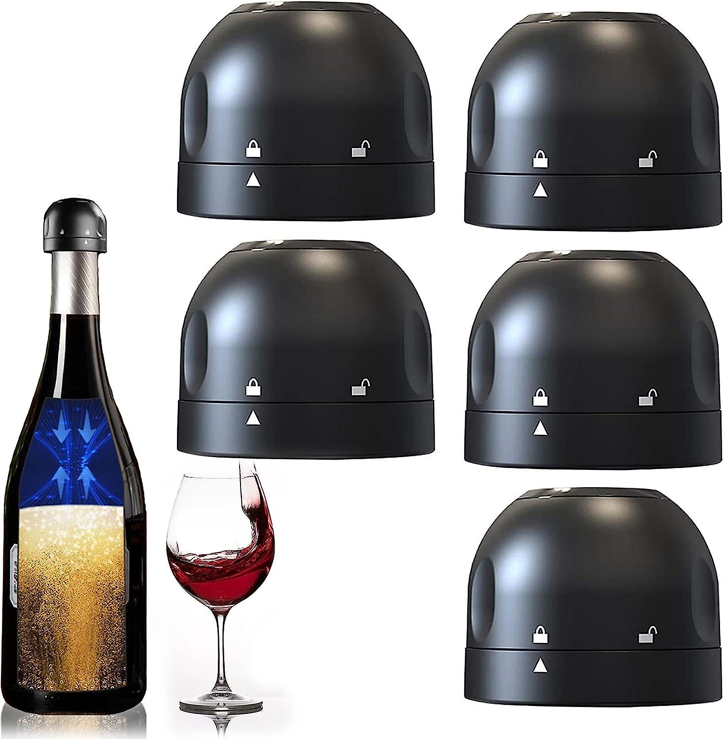 Set Mit 5 Wiederverwendbaren Silikonverschlüssen Für Weinflaschen Und Andere Getränke, Um Wein Frisch Zu Halten