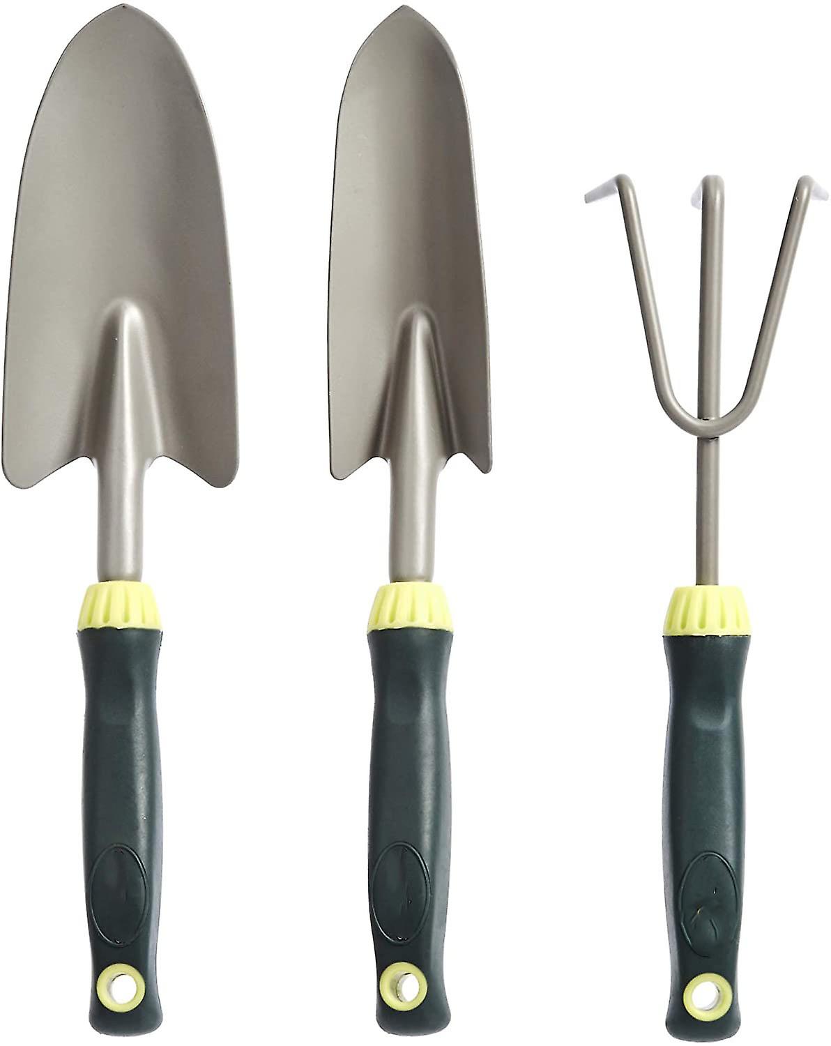 Set Aus 3 Handgartengeräten, Bestehend Aus Spaten, Handschieber Und Grabwerkzeug.