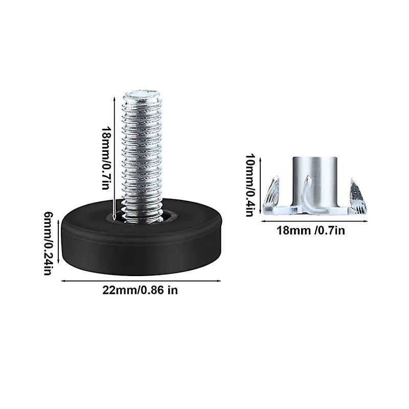 Verstellbare Schrauben Für Möbelbeine Mit M6x22-klauenmuttern – 4er-pack