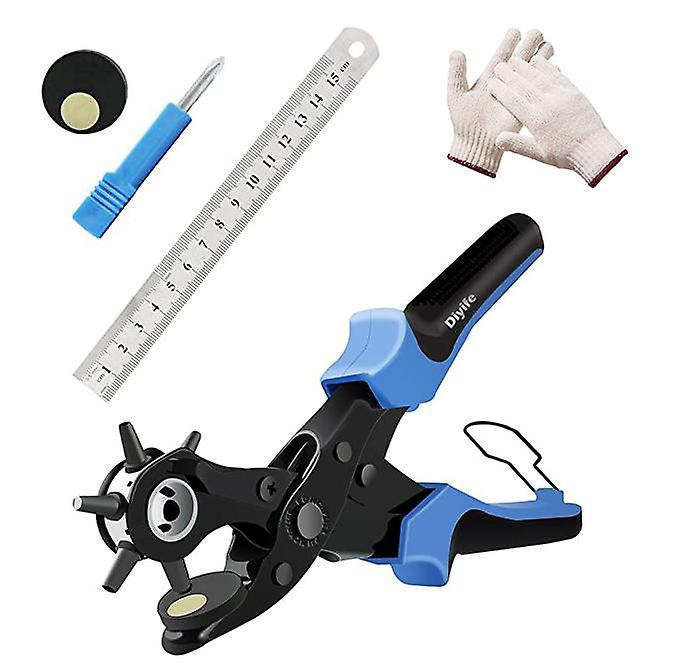 Professioneller Lederlocher Mit 6 Größen, 2 Lochplatten Und Einem Lineal – Ideal Für Leder, Papier, Kunststoff, Filz Und Mehr