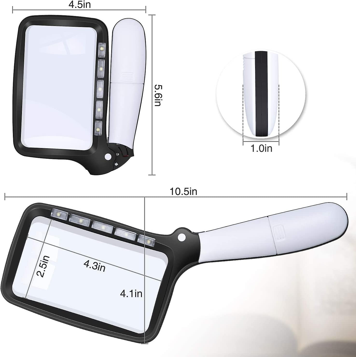 Rechteckige Led-beleuchtete Leselupe Mit 2-facher Vergrößerung Für Ältere Menschen Und Sehbehinderte – Ideal Zum Lesen, Kontrollieren Und Basteln