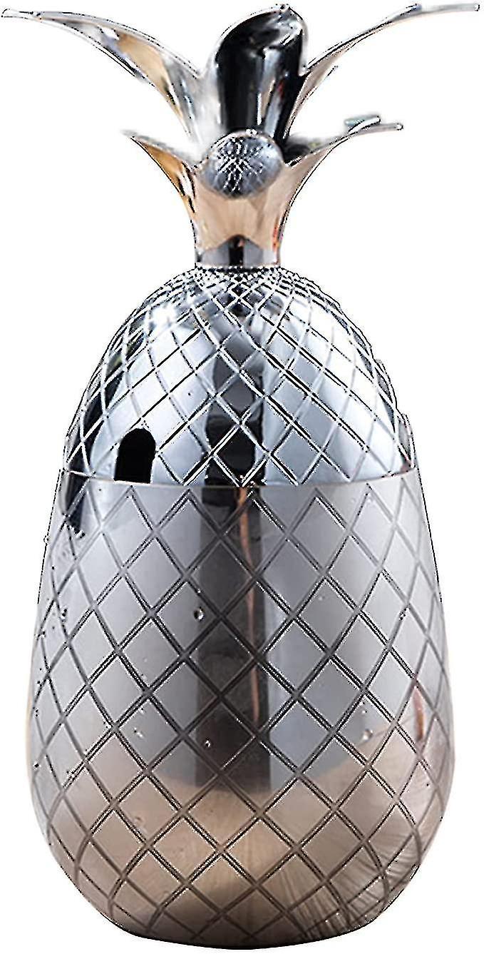 Ananas-eiskübel Mit Deckel, Getränkekübel Aus Metall Und Edelstahl, Cocktailzubehör, 550 Ml (silber)
