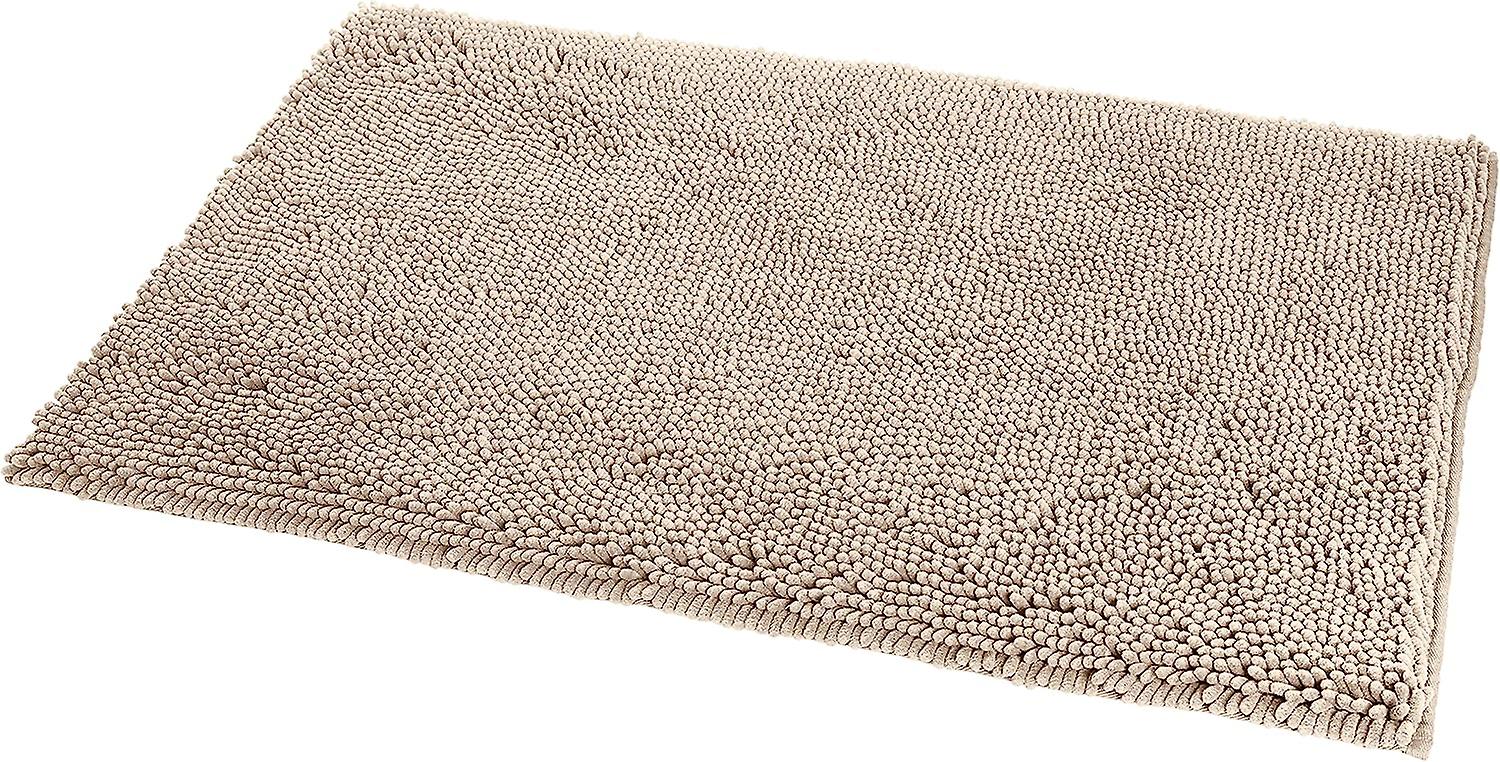 Beigefarbene, Rutschfeste Badematte Aus Langflorigem Mikrofasergewebe, 40 X 60 Cm