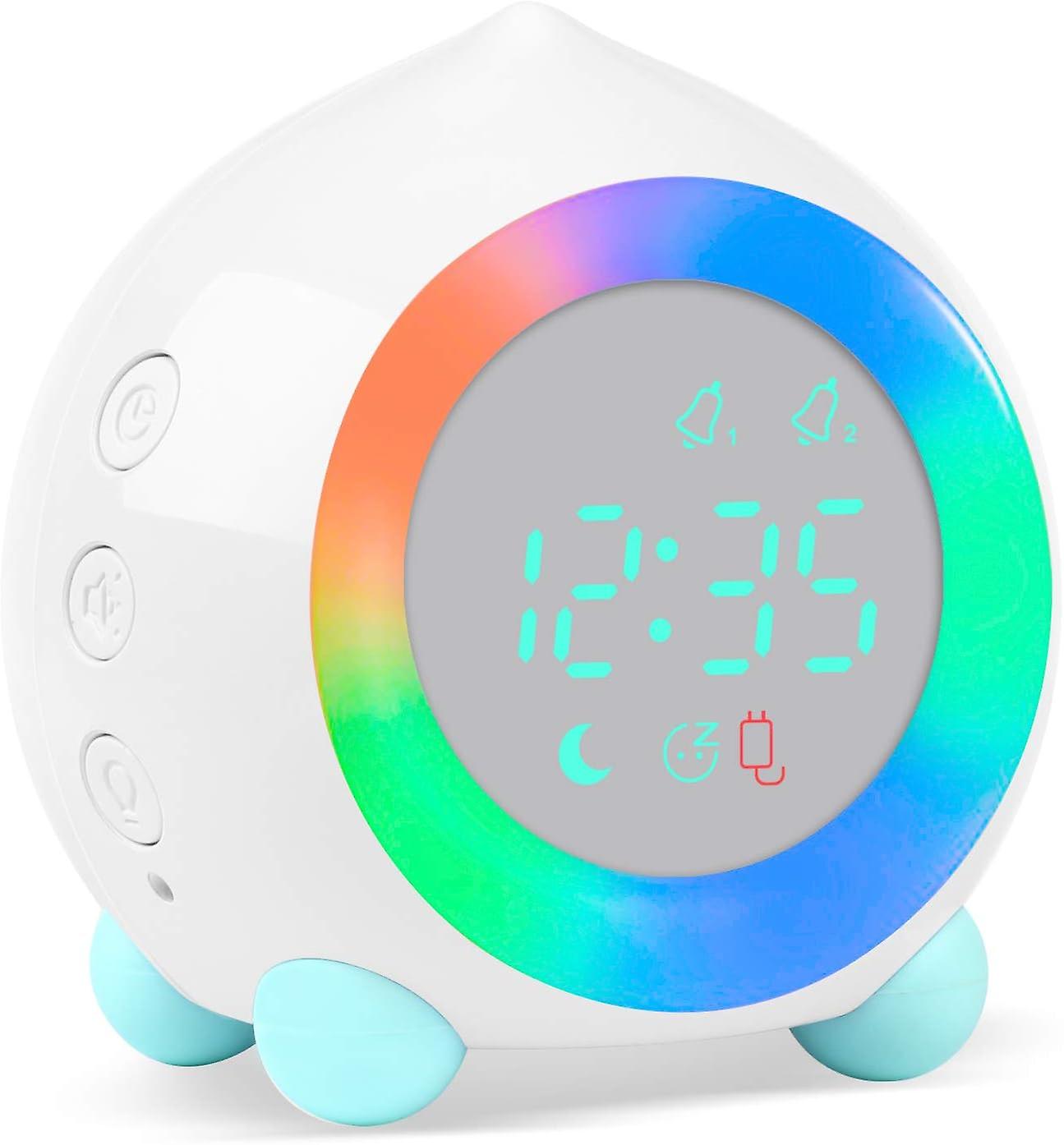 Digitaler Kinderwecker Mit Einstellbarer Lautstärke, Led-nachtlicht, Usb-ladefunktion Und Schlummerfunktion – Beige