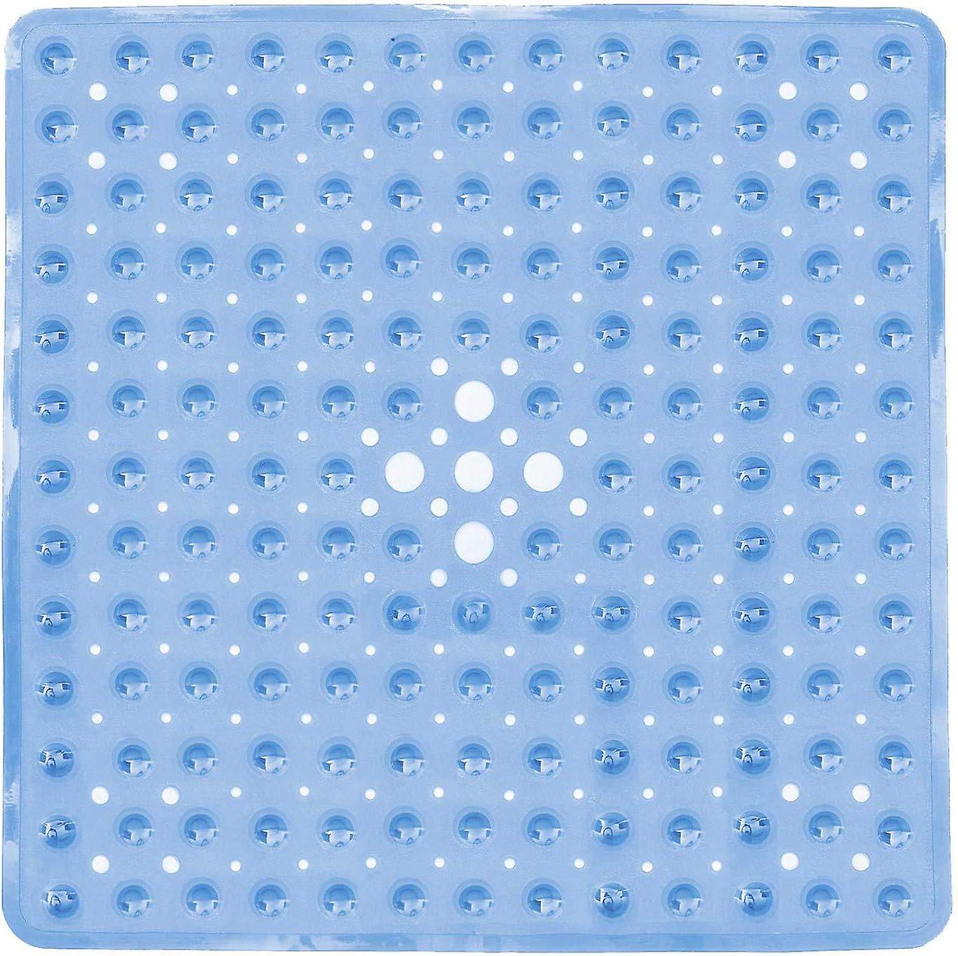 Extra Lange, Rutschfeste Duschmatte Mit Saugnäpfen, Pvc- Und Gummibadematte, Geruchlos, Mit Abflusslöchern, Maschinenwaschbar, Badewannenmatte (blau, 53 X 53 Cm)