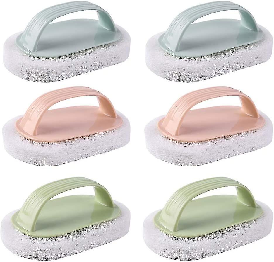 Set Mit 6 Haushaltsreinigungsbürsten Mit Einfachen Griffen Für Bad, Toilette Und Küche – Blau, Rosa, Grün