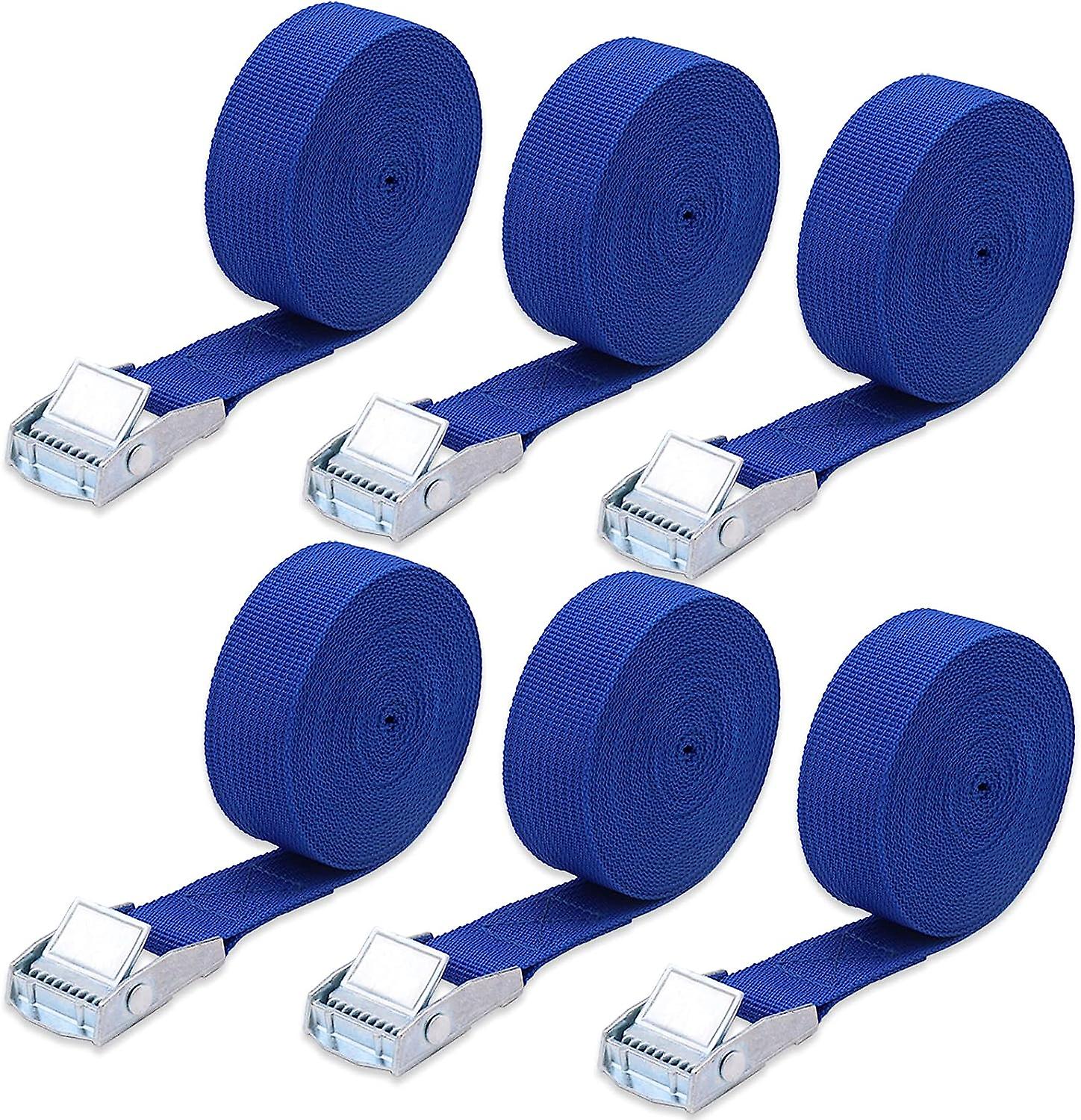 Set Mit 6 Robusten, Verstellbaren Ratschengurten, 4 M X 2,5 Cm, Mit Klauenschnalle Für Auto, Motorrad, Anhänger Und Gepäck