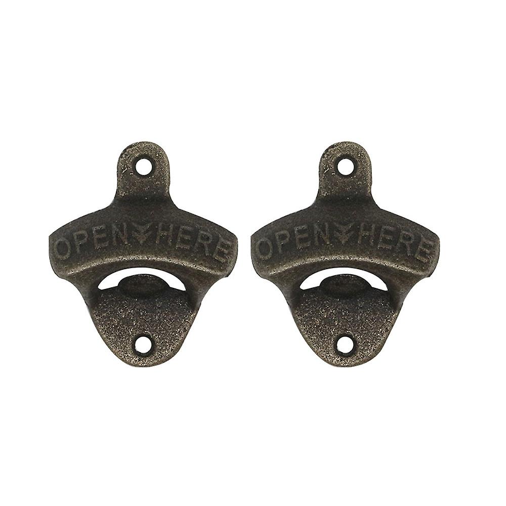 Set Aus 2 Gusseisernen Wandflaschenöffnern Im Vintage-stil Mit Bronze-finish