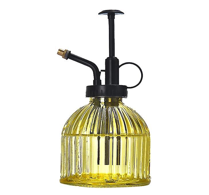 Vintage Gelbe Glasgießkanne Mit Vertikalem Muster