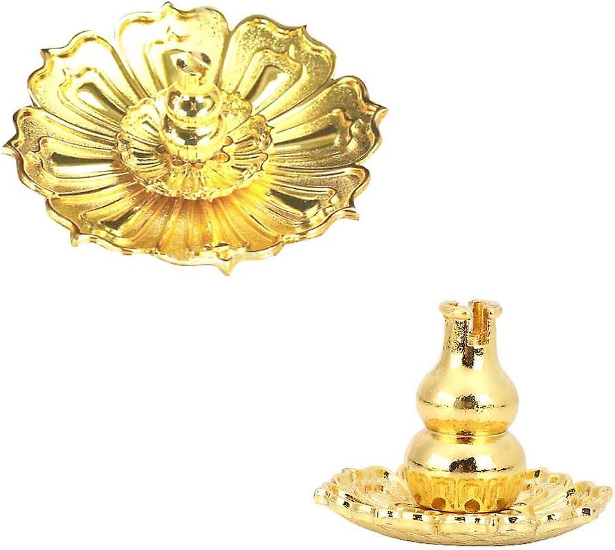 Lotusblütenförmiger Räucherstäbchenhalter Mit Traditioneller Ofenverzierung – Gold