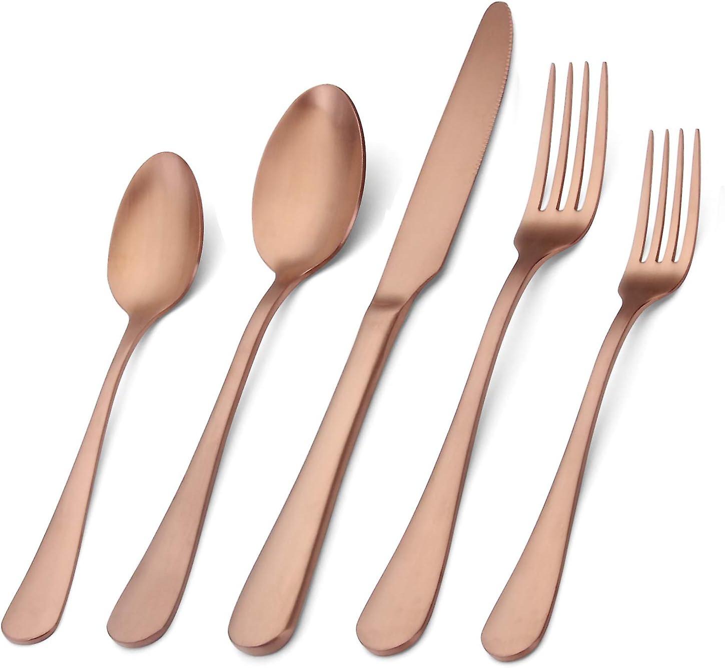 5-teiliges Besteckset Aus Satiniertem Edelstahl – Roségold