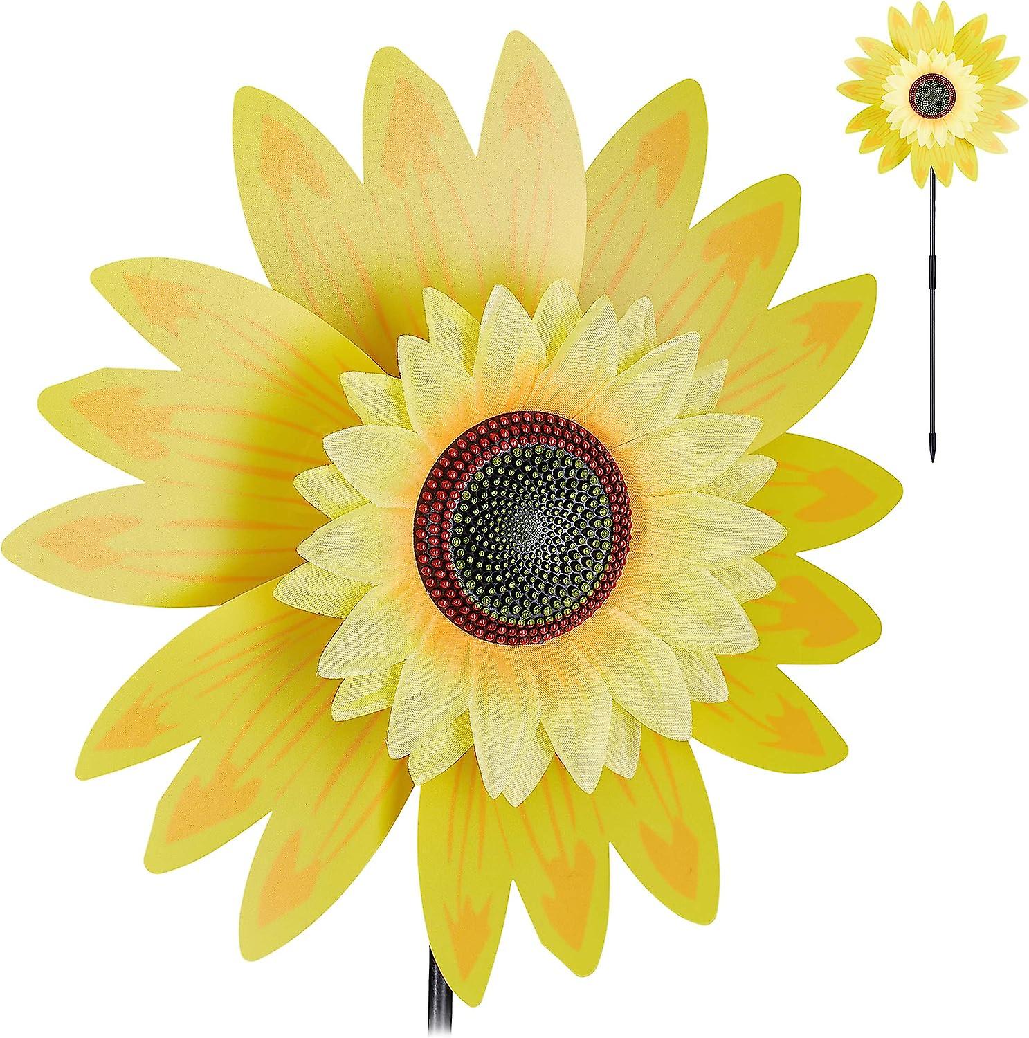 Sonnenblumen-windmühle, 70 Cm Hoch, Dekoratives Element Für Garten Oder Kinderbalkon, Gelb