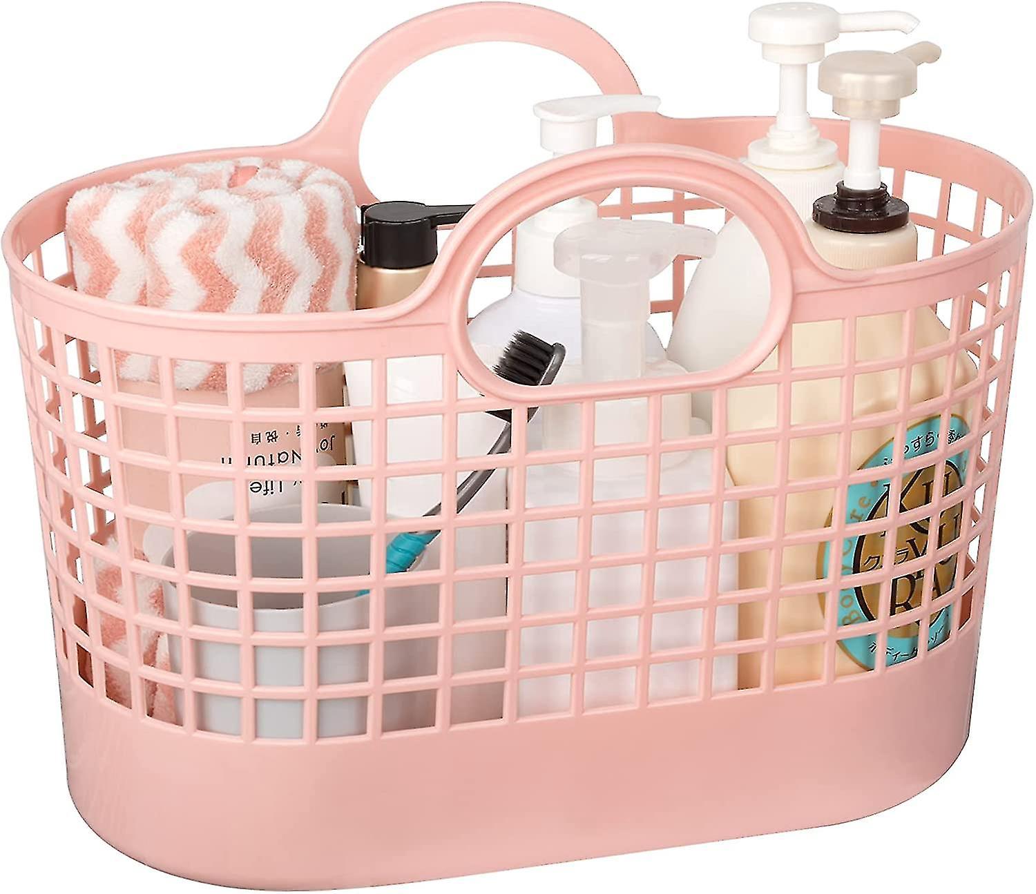 Tragbarer Duschkorb, Aufbewahrungstasche Aus Weichem Kunststoff Mit Griffen, Abflussorganizer, Kulturbeutel Für Badezimmer, Studentenwohnheim Essentipink